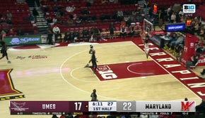 Maryland's Ja'Kobi Gillespie comes away with a steal and finishes with a dunk vs. UMES