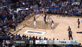 Graham Ike makes a buzzer-beating shot to help Gonzaga trim into UCLA's lead going into half