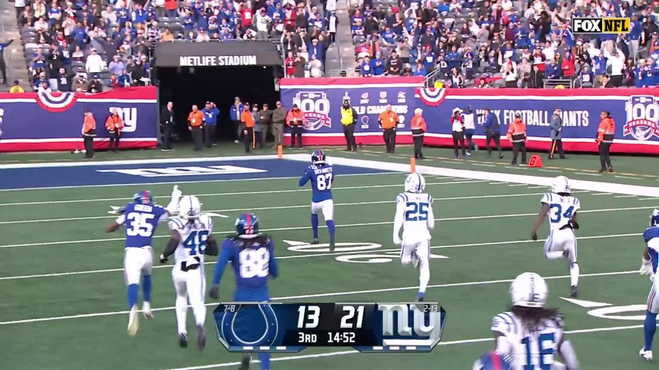 Ihmir Smith-Marsette's 100-yard kickoff return extends Giants' lead over Colts