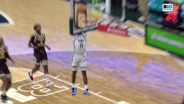 Jase Richardson throws down one-handed dunk in transition to help Michigan State shrink Western Michigan's lead