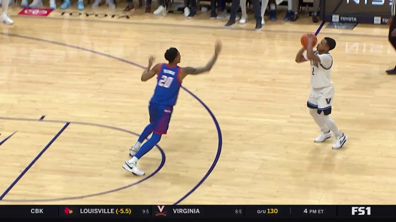 Jhamir Brickus drains a 3-pointer from DEEP to extend Villanova's lead over DePaul