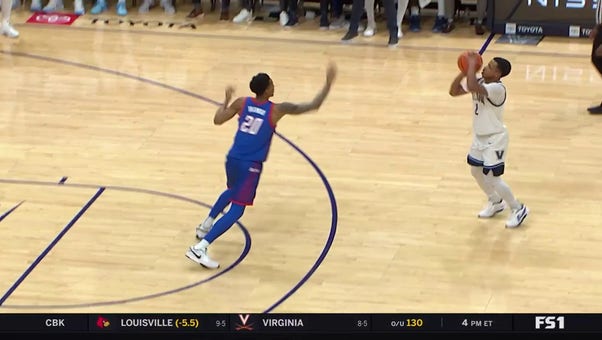 Jhamir Brickus drains a 3-pointer from DEEP to extend Villanova's lead over DePaul