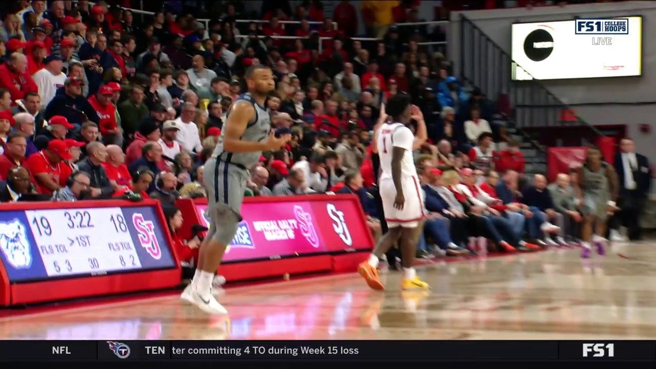 Pierre Brooks II drains a DEEP THREE as Butler leads 22-18 vs. St. John's