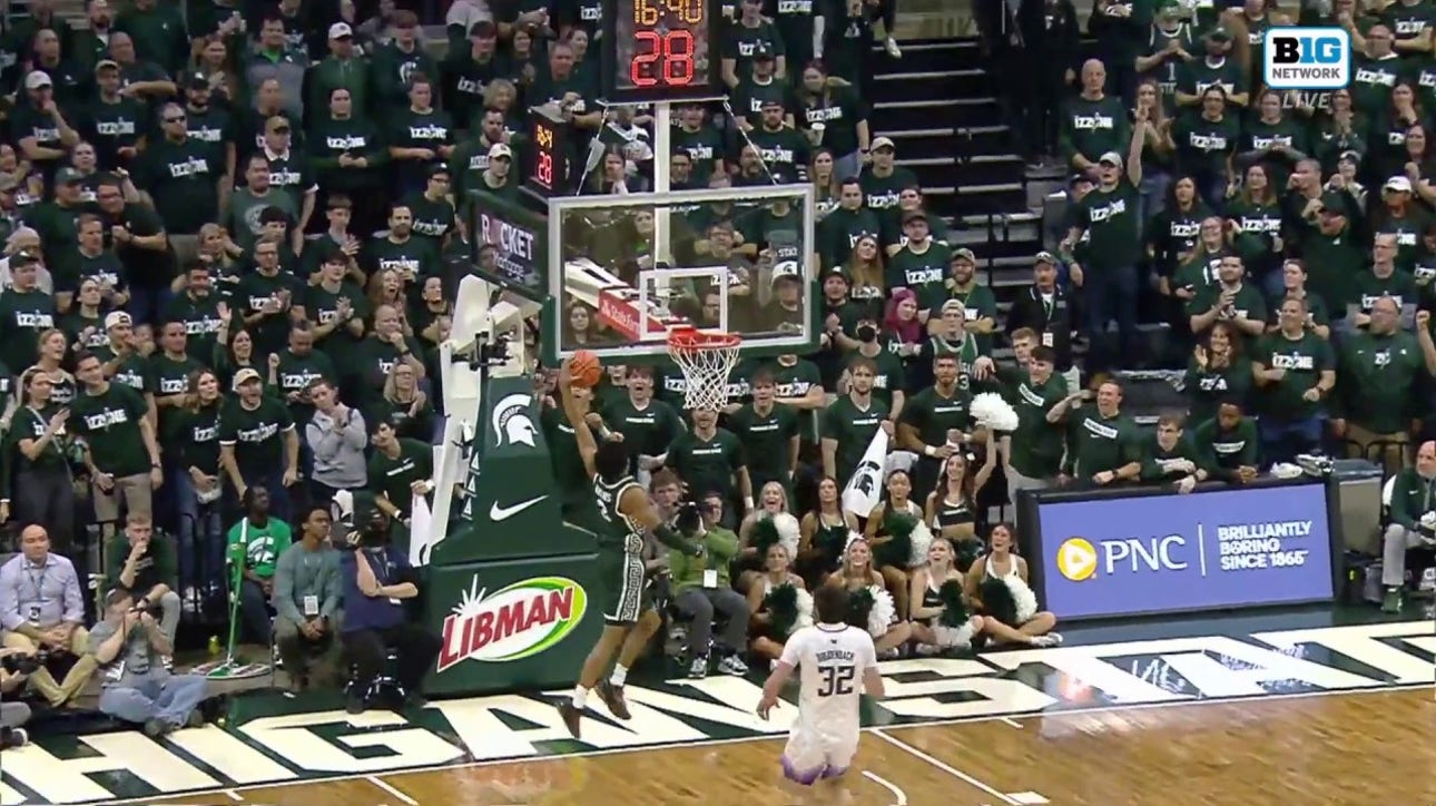 Jaden Akins throws down transition slam to extend Michigan State's lead over Washington