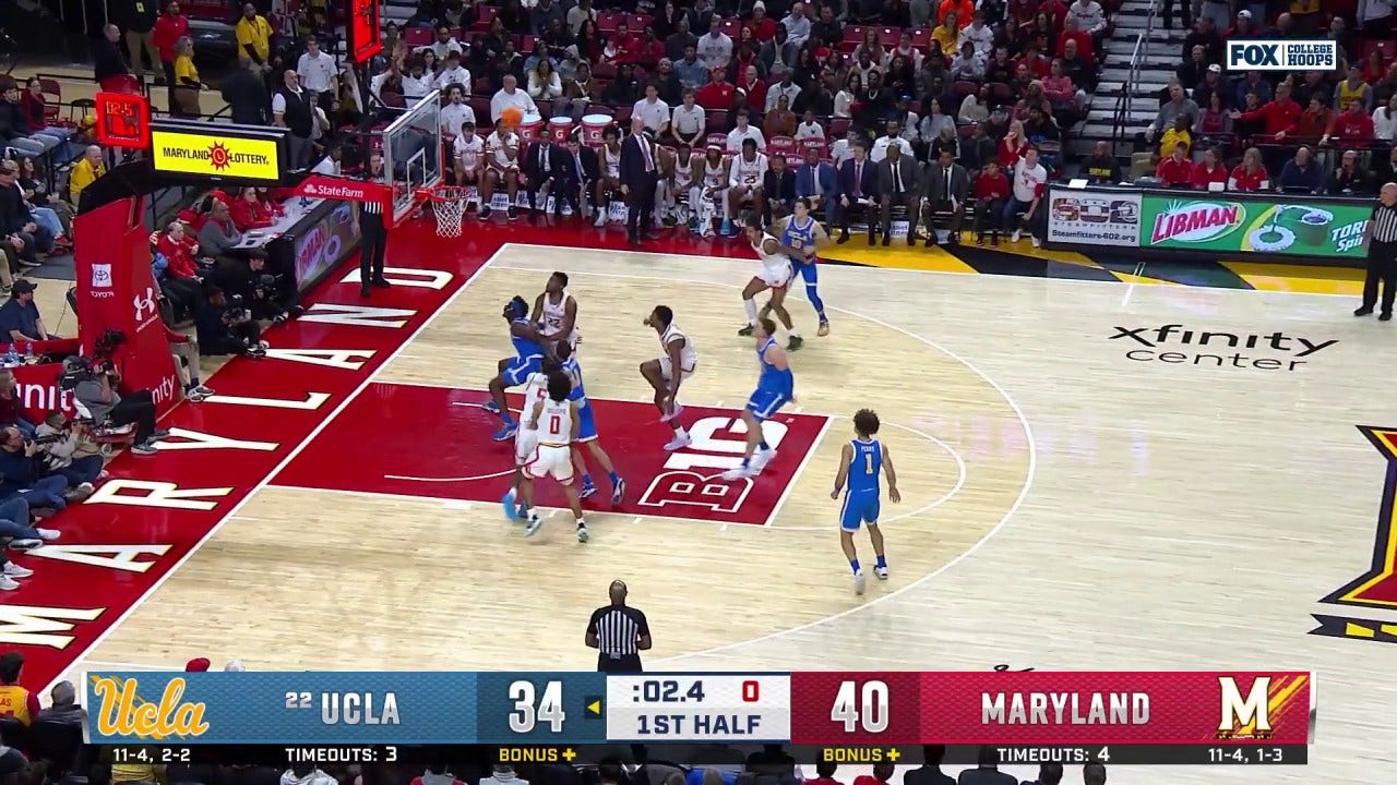 UCLA's Tyler Bilodeau makes halftime buzzer-beater to trim Maryland's lead to four points