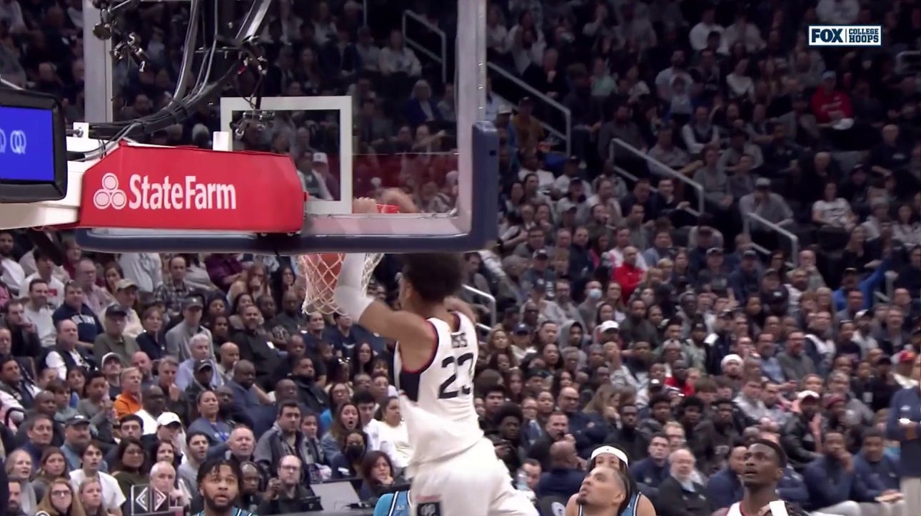 UConn's Hassan Diarra finds Jayden Ross for an AMAZING ALLEY-OOP DUNK vs. Georgetown