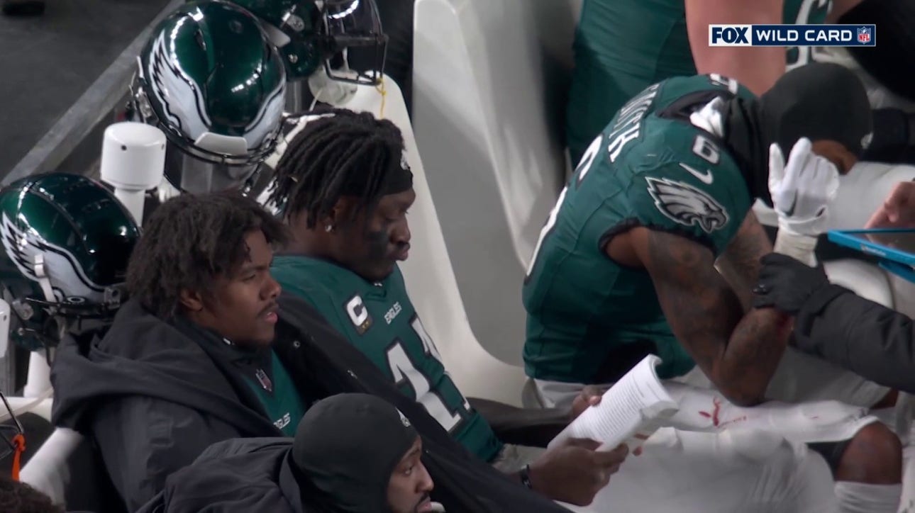 Eagles' A. J. Brown reads book on sideline during Wild Card game vs. Packers | NFL Highlights