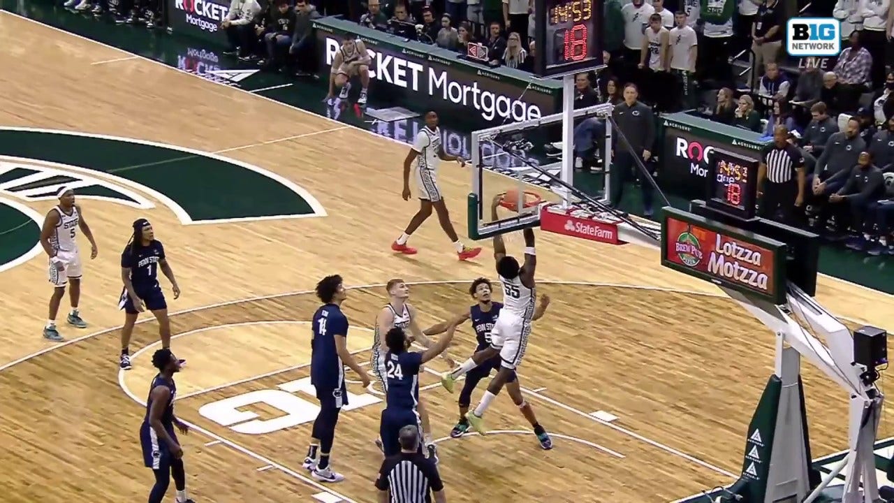 Coen Carr throws down MONSTROUS and-1 dunk to extend Michigan State's lead over Penn State