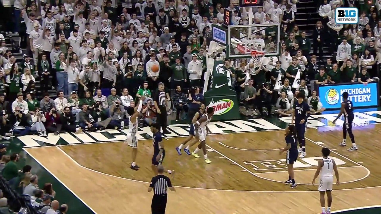 Jaden Akins knocks down 3-pointer to extend Michigan State's lead to double digits over Penn State