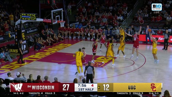 USC's Clark Slajchert DRAINS AND-ONE THREE-POINTER to trim Wisconsin's lead