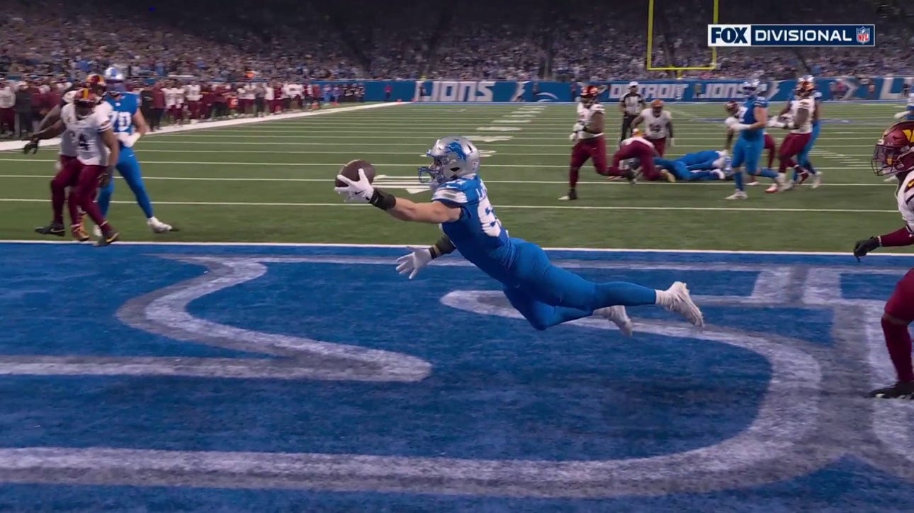 Sam LaPorta makes RIDICULOUS one-handed catch for a TD, giving Lions lead vs. Commanders | NFL Highlights