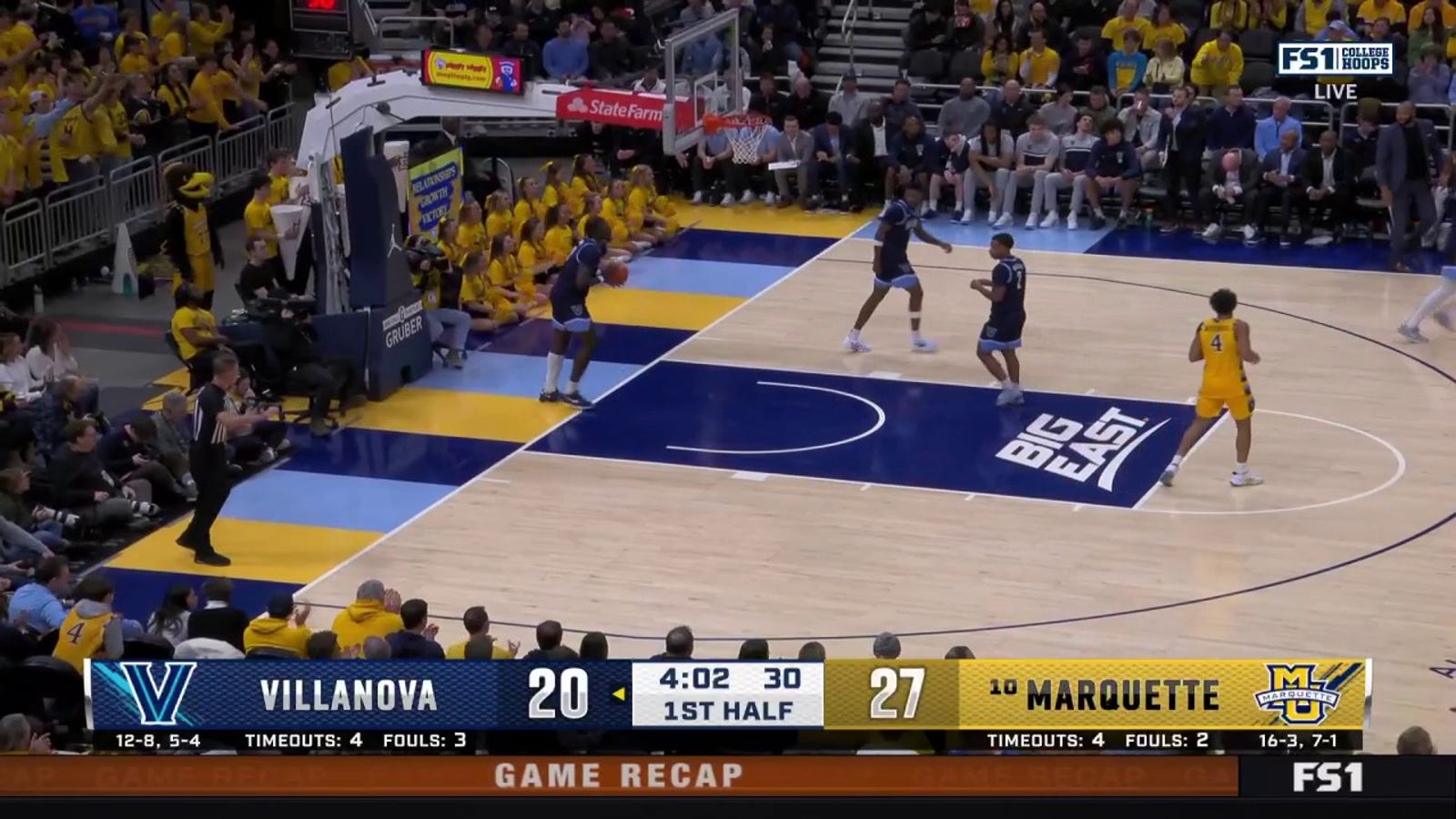 Kam Jones finishes a CRAFTY layup, extending Marquette's lead over Villanova