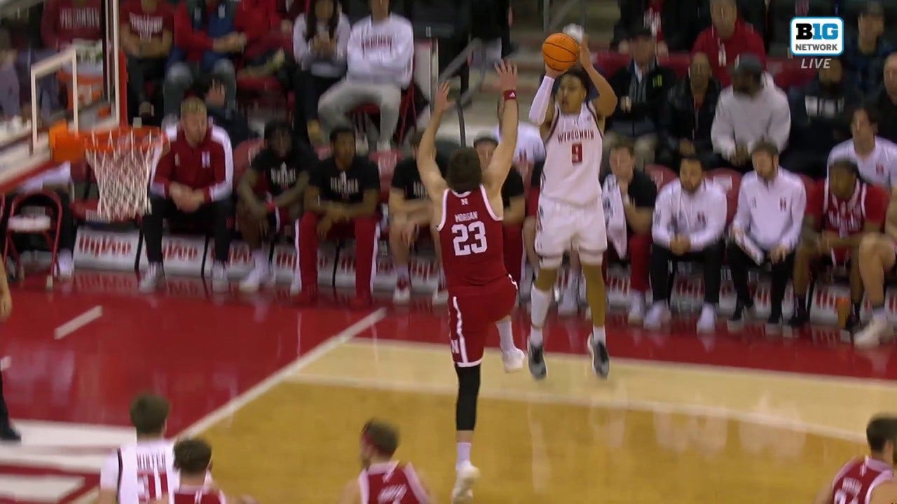 John Tonje DRILLS AND-ONE three-pointer to extend Wisconsin's lead over Nebraska