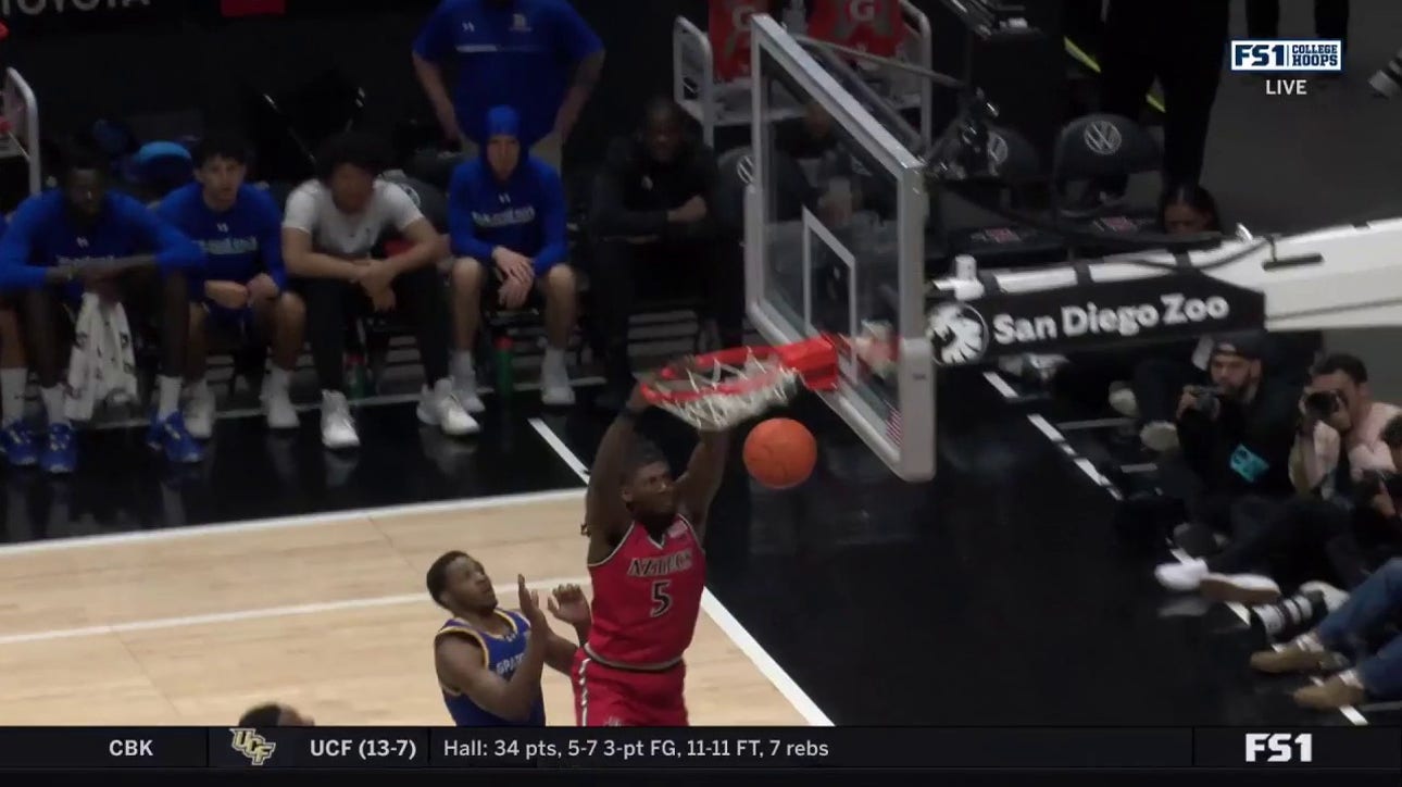 San Diego State's Pharaoh Compton gets up and throws down a nasty alley-oop jam vs. San Jose State