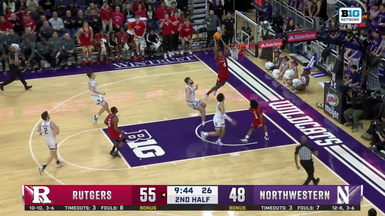 Ace Bailey throws down NASTY alley-oop to extend Rutgers' lead against Northwestern