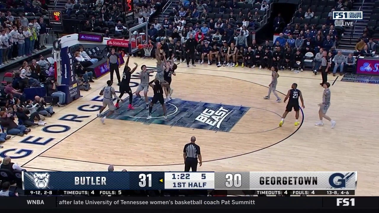 Georgetown's Micah Peavy flies in for putback jam against Butler