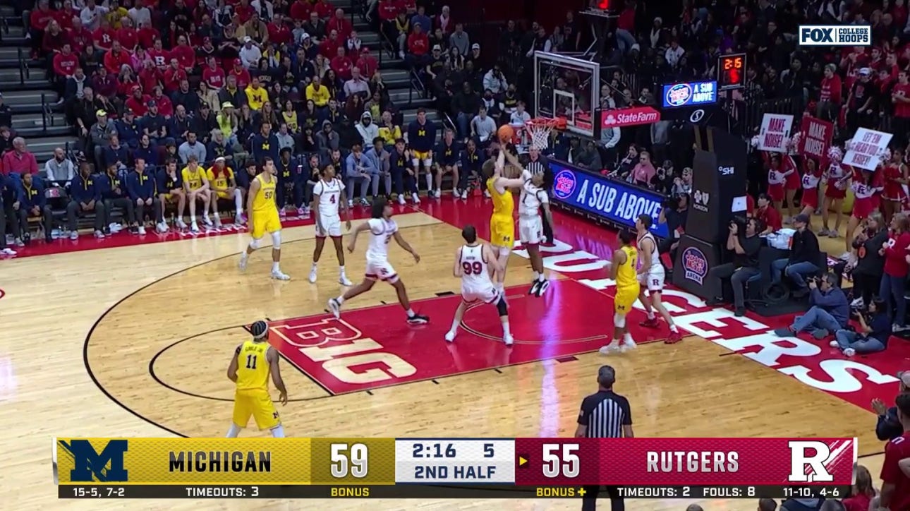 Danny Wolf scores layup off nice dish from Nimari Burnett to secure Michigan's 66-63 win over Rutgers