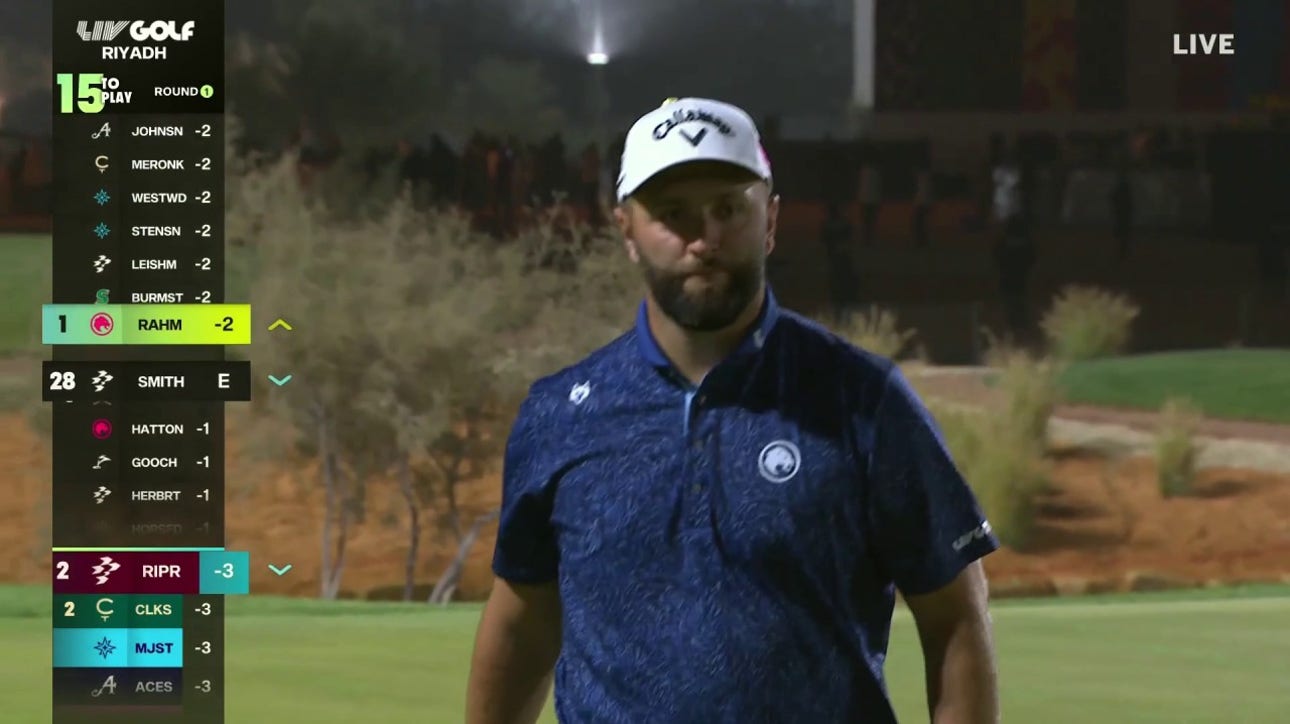 Jon Rahm birdies third hole after amazing up and down in first round of LIV Golf Riyadh