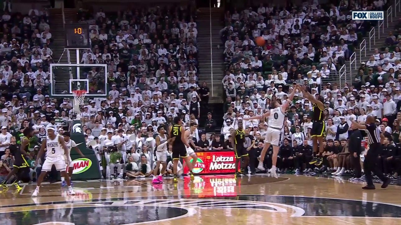 Oregon's Keeshawn Barthelemy makes halftime buzzer-beater from deep to extend lead against MSU