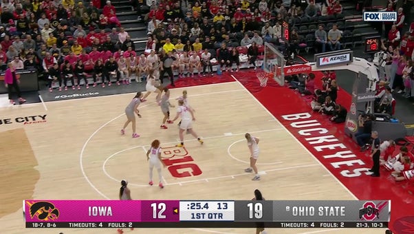 Kennedy Cambridge hits a 3-pointer, extending the Ohio State lead over Iowa