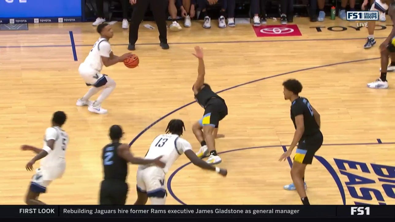 Jhamir Brickus drops his defender and drains a stepback 3-pointer, extending Villanova's lead vs. Marquette