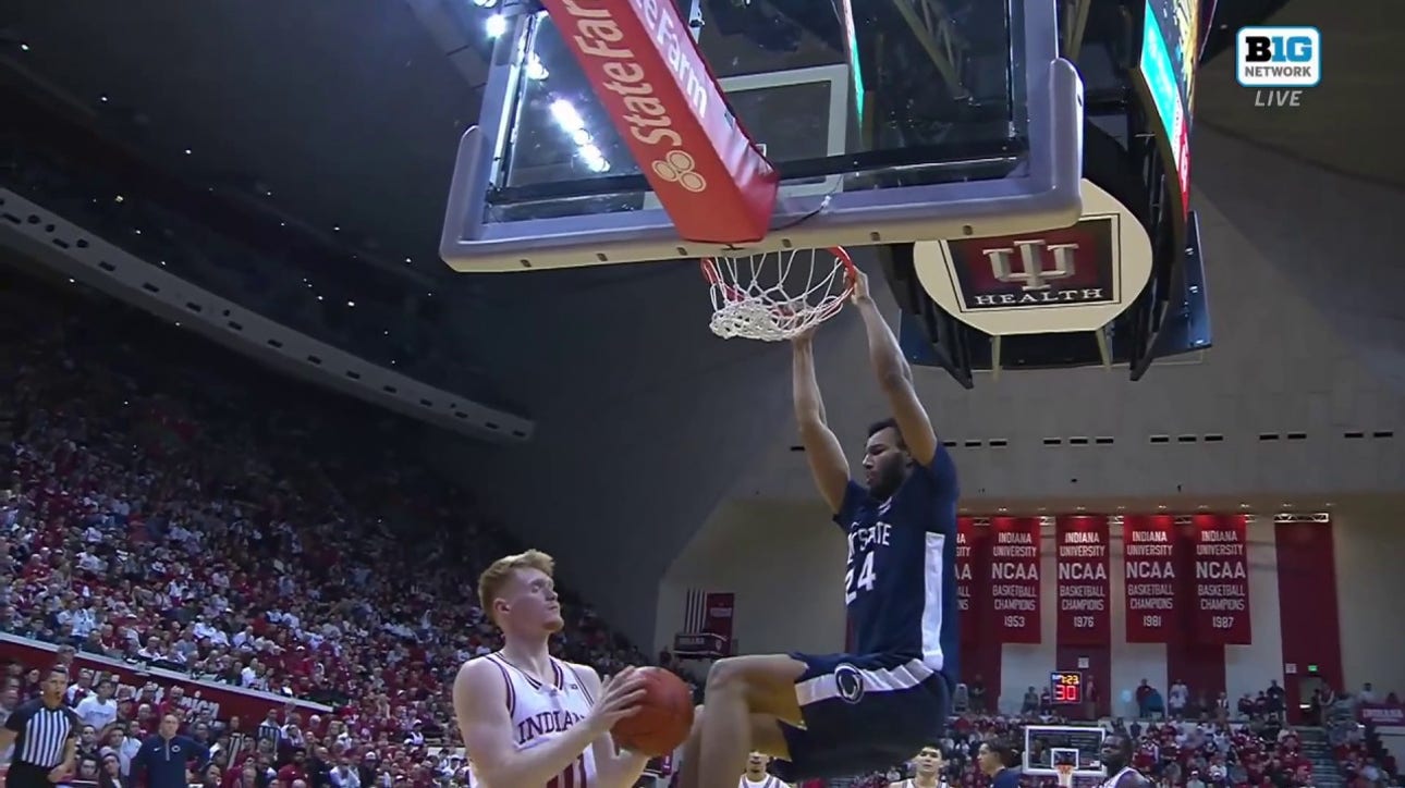 Zach Hicks throws down a dunk, extending Penn State's lead over Indiana