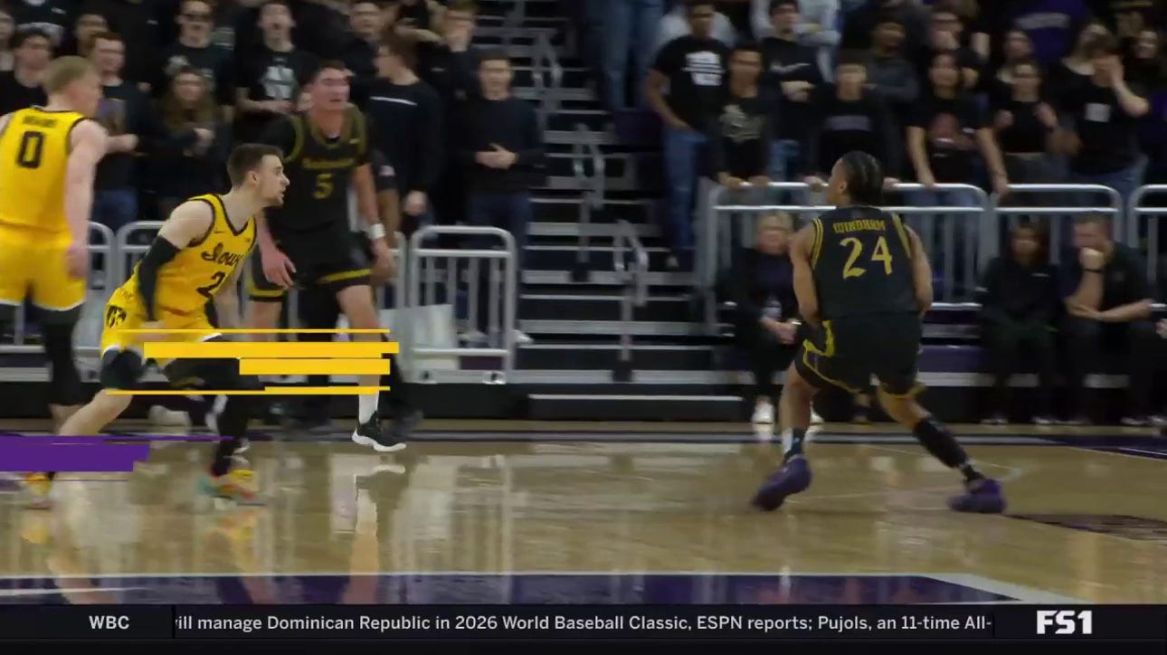  K.J. Windham swishes stepback 3-pointer, extending Northwestern's lead over Iowa