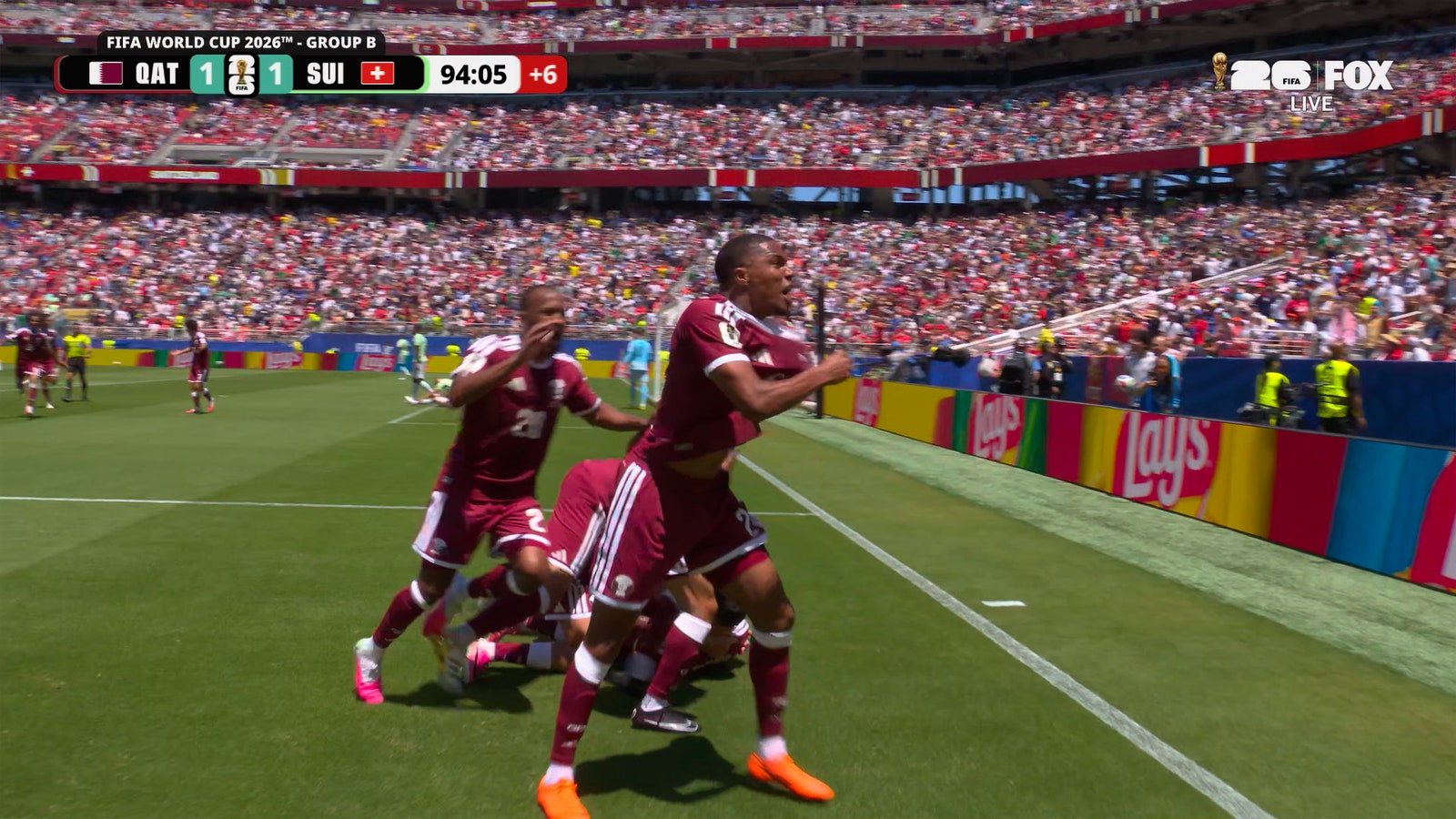 Qatar’s Boualem Khoukhi scores incredible header for equalizer in stoppage time, forcing draw vs Switzerland | 2026 FIFA World Cup™