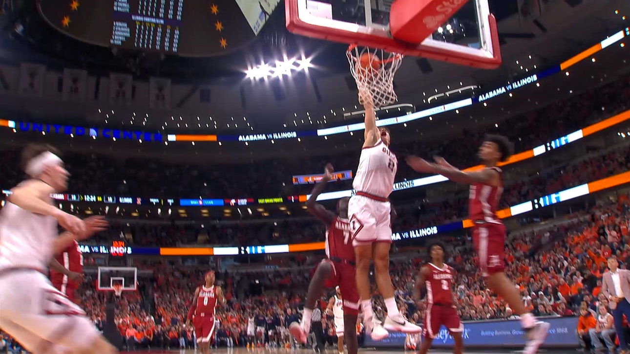 Andrej Stojaković throws down MONSTROUS fastbreak dunk, extending Illinois's lead against Alabama