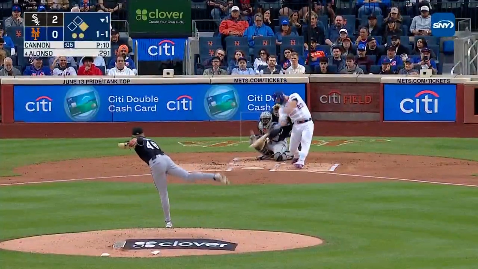 Mets' Pete Alonso belts a two-run home run to tie the game vs. White Sox