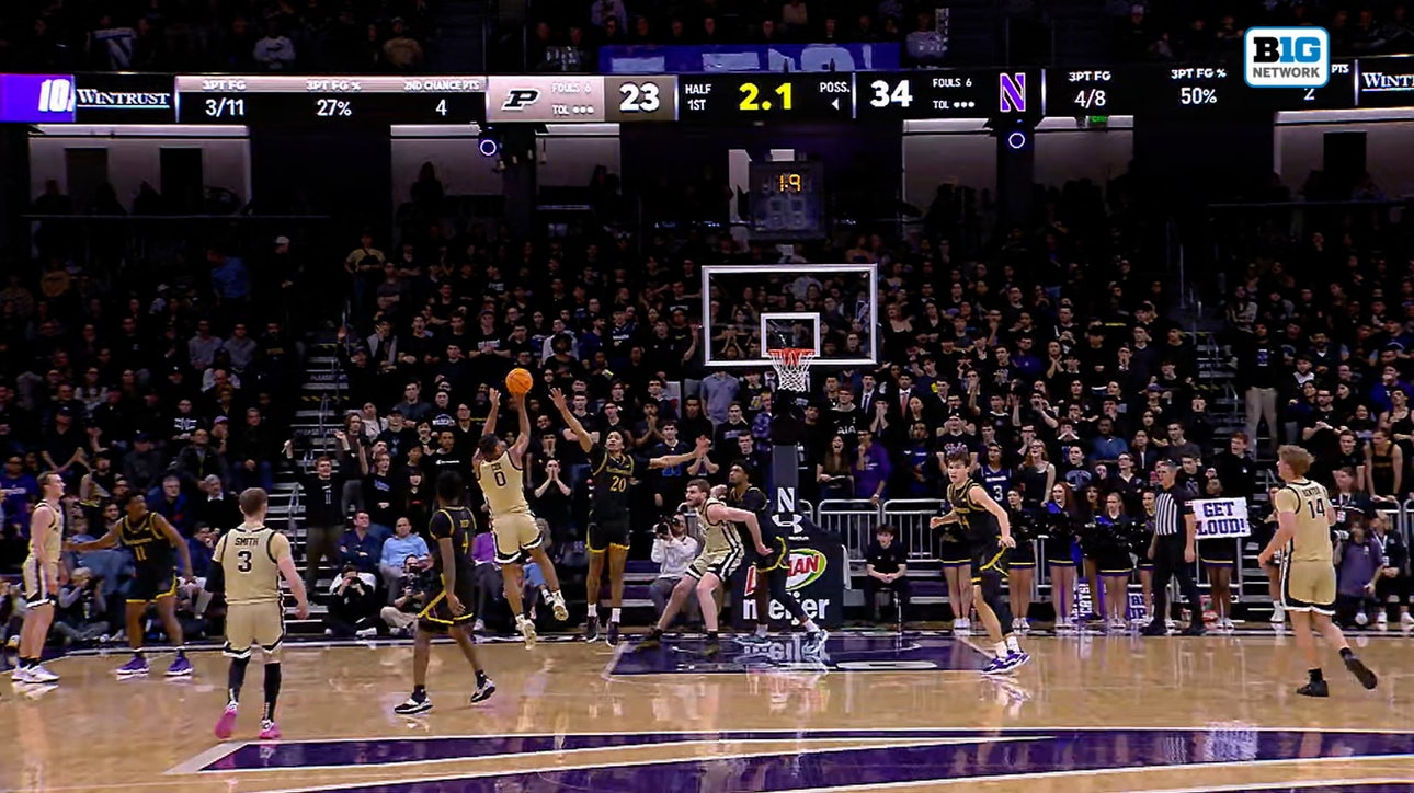 Purdue's C.J. Cox sinks in midjump fadeaway at the buzzer vs. Northwestern