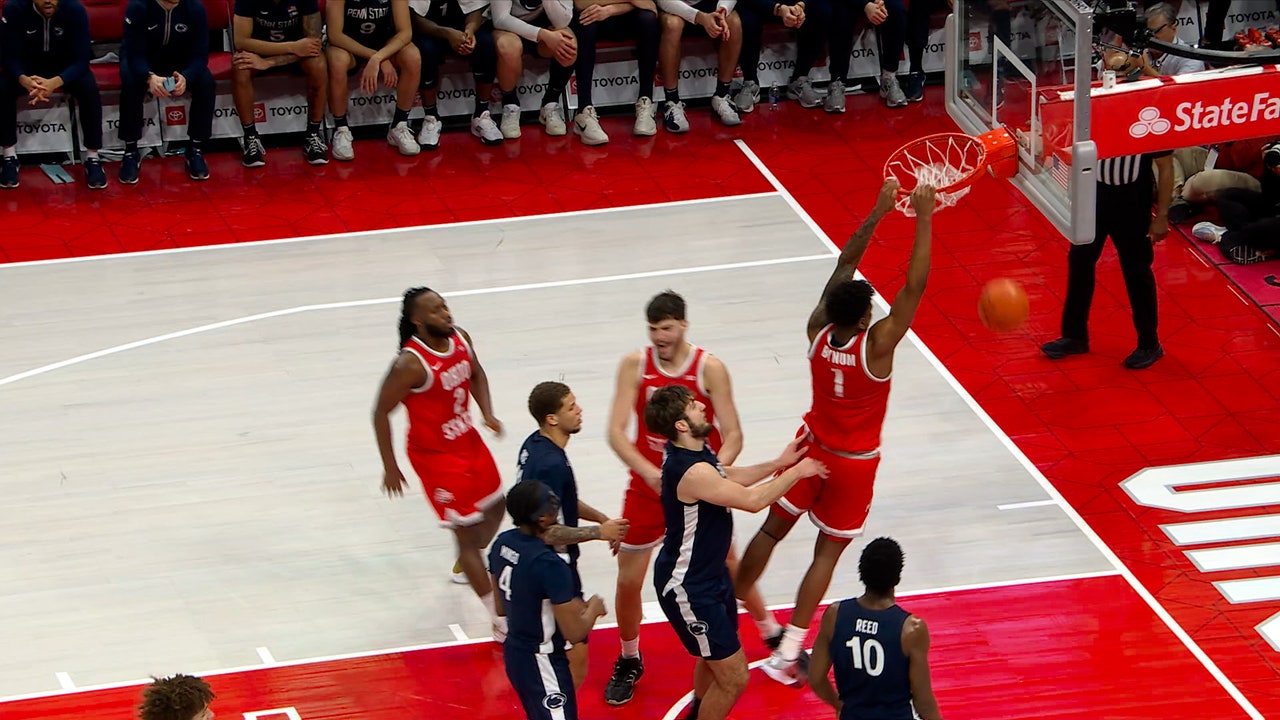 Bruce Thornton finds Amare Bynum for alley oop dunk, extending Ohio State's lead over Penn State