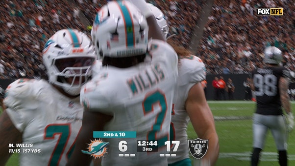 Malik Willis scrambles and rushes for 14-yard TD, trimming Dolphins' deficit vs Raiders | NFL Highlights