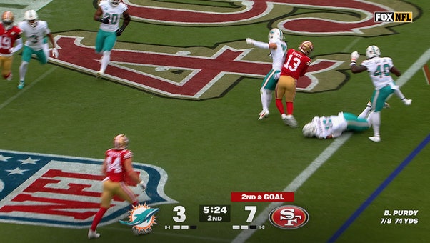 Brock Purdy scrambles for 2-yard TD run, extending 49ers lead over Dolphins