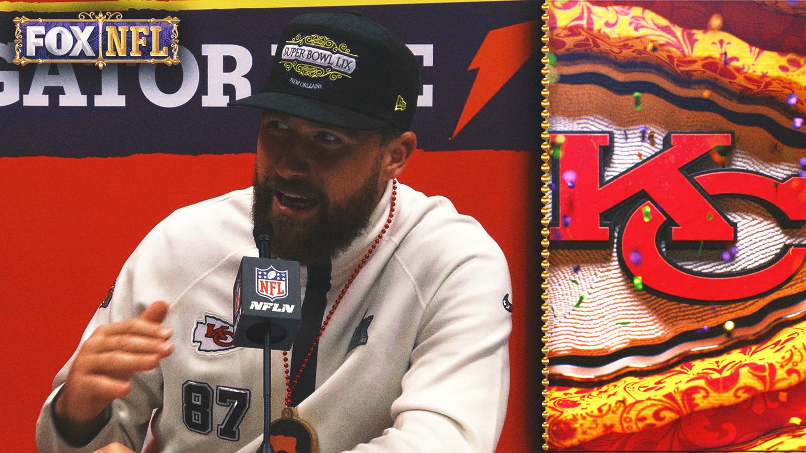 Travis Kelce shares what he would ask to media: 'Why you leaning into the ref thing?' | Super Bowl LIX Opening Night