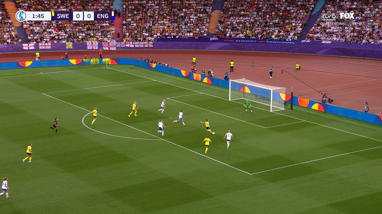 Kosovare Asllani scores in 2' to give Sweden a 1-0 lead over England