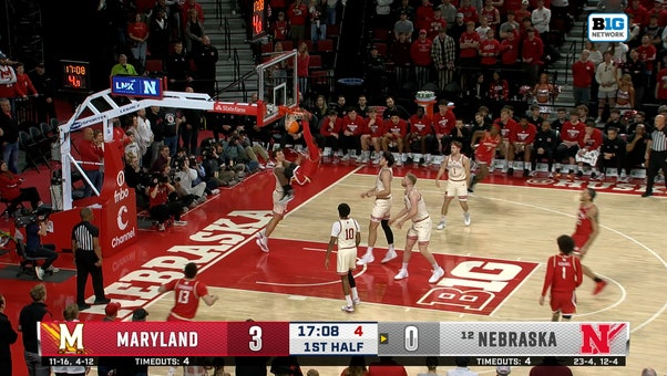 Maryland's Solomon Washington drives middle and finishes STRONG dunk vs. Nebraska 