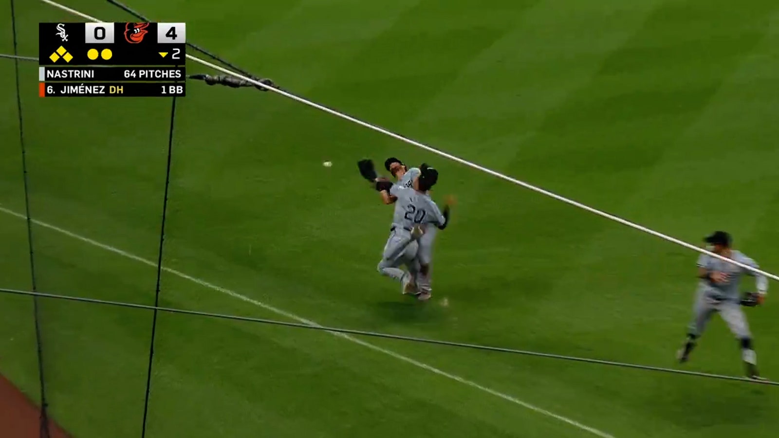 White Sox's Miguel Vargas & Andrew Benintendi collide on a pop fly to allow three runs to score for the Orioles