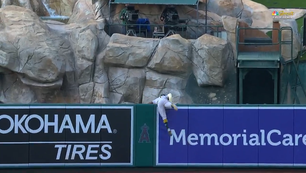 Athletics' Denzel Clarke makes a WILD catch to rob Nolan Schanuel of a homer