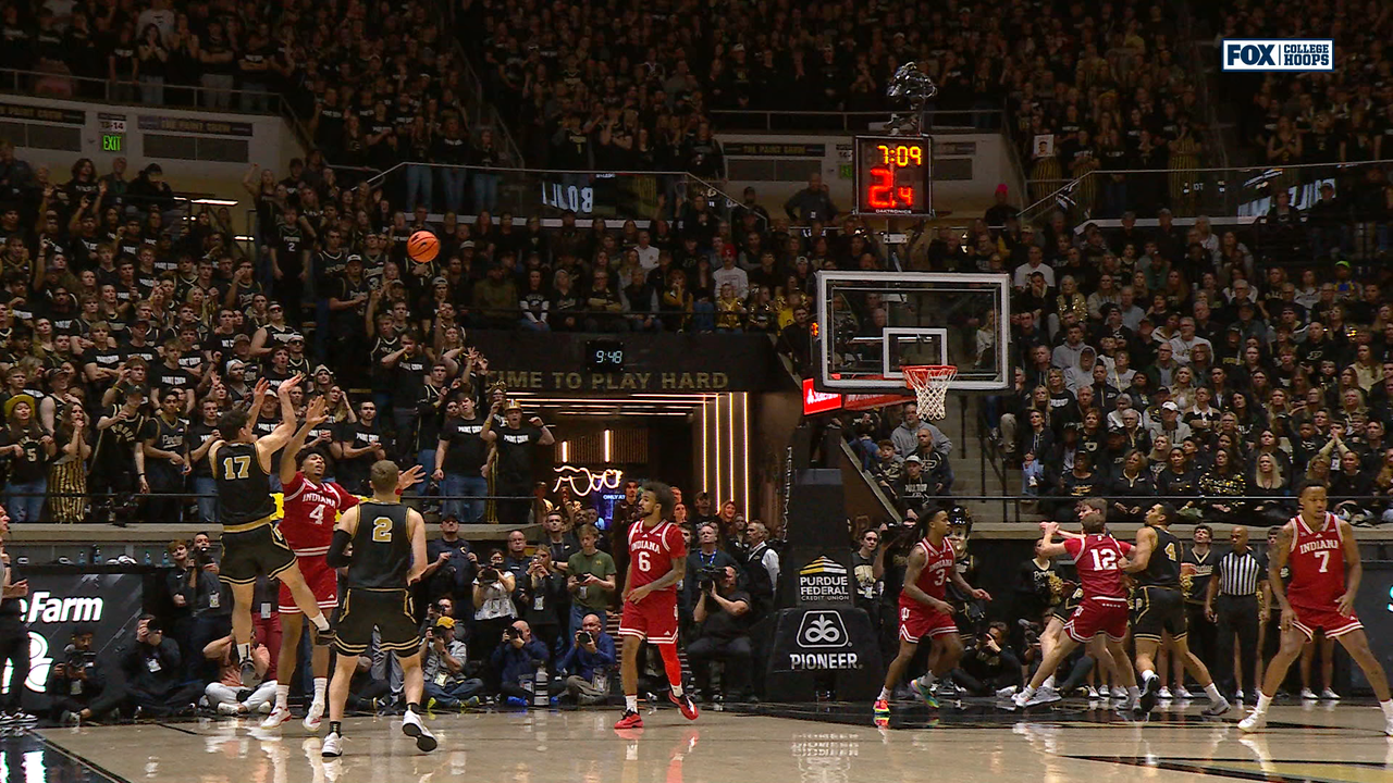 Purdue's Omer Mayer hits TOUGH step back 3 as shot clock expires, sealing win over Indiana