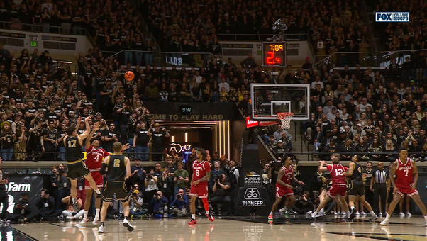 Purdue's Omer Mayer hits TOUGH step back 3 as shot clock expires, sealing win over Indiana