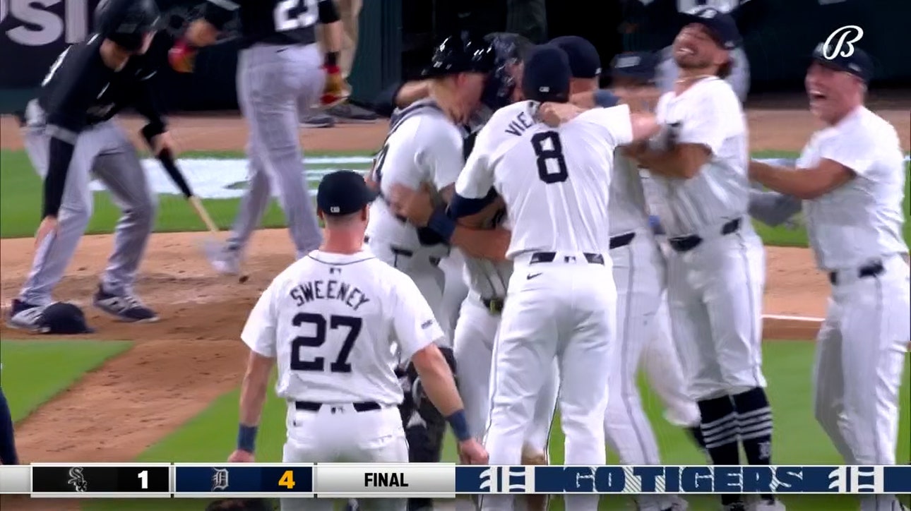 Jason Foley gets Andrew Vaughn to fly out, helping Tigers clinch a playoff berth as the Chicago White Sox lose a MLB record 121 games