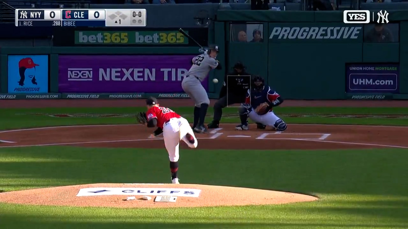 Yankees' Ben Rice crushes a leadoff homer vs. Guardians