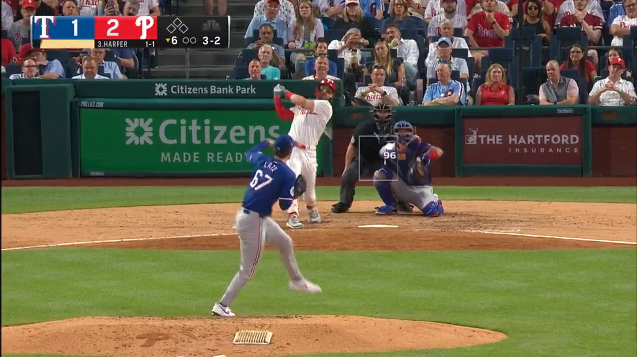 Phillies' Bryce Harper DRILLS a solo homer to extend lead over Rangers