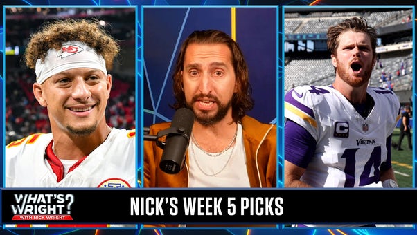 Nick makes rare Chiefs (-5.5) bet, takes Vikings (-2.5) across the pond in Week 5 | What's Wright?