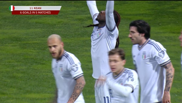 Bosnia and Herzegovina's Haris Tabakovic gets the rebound and scores an equalizer against Italy