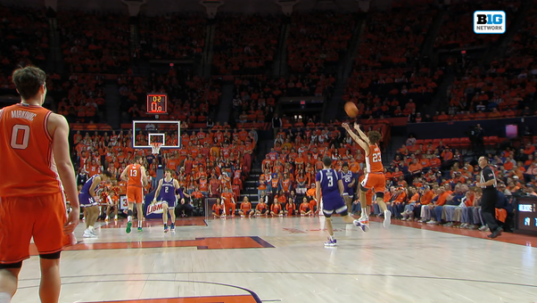 Illinois’ Keaton Wagler makes shot from past half-court at first half buzzer