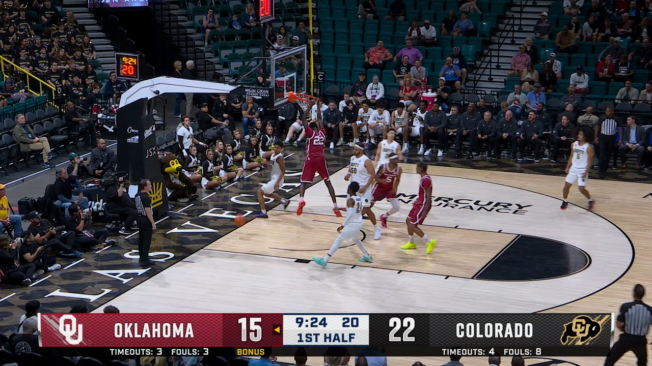 Oklahoma's Jadon Jones finds Kuol Atak for baseline dunk, trimming deficit vs. Colorado 