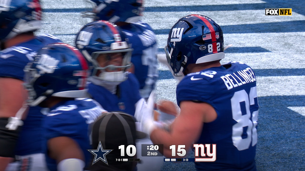 Jaxson Dart finds Daniel Bellinger for 29-yard TD, giving Giants lead over Cowboys | NFL Highlights