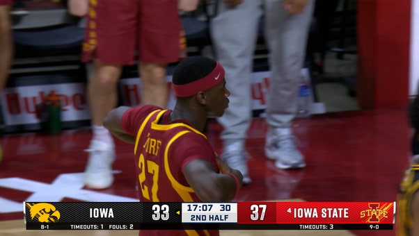 Killyan Toure HAMMERS fastbreak dunk off a steal, extending Iowa State's lead over Iowa